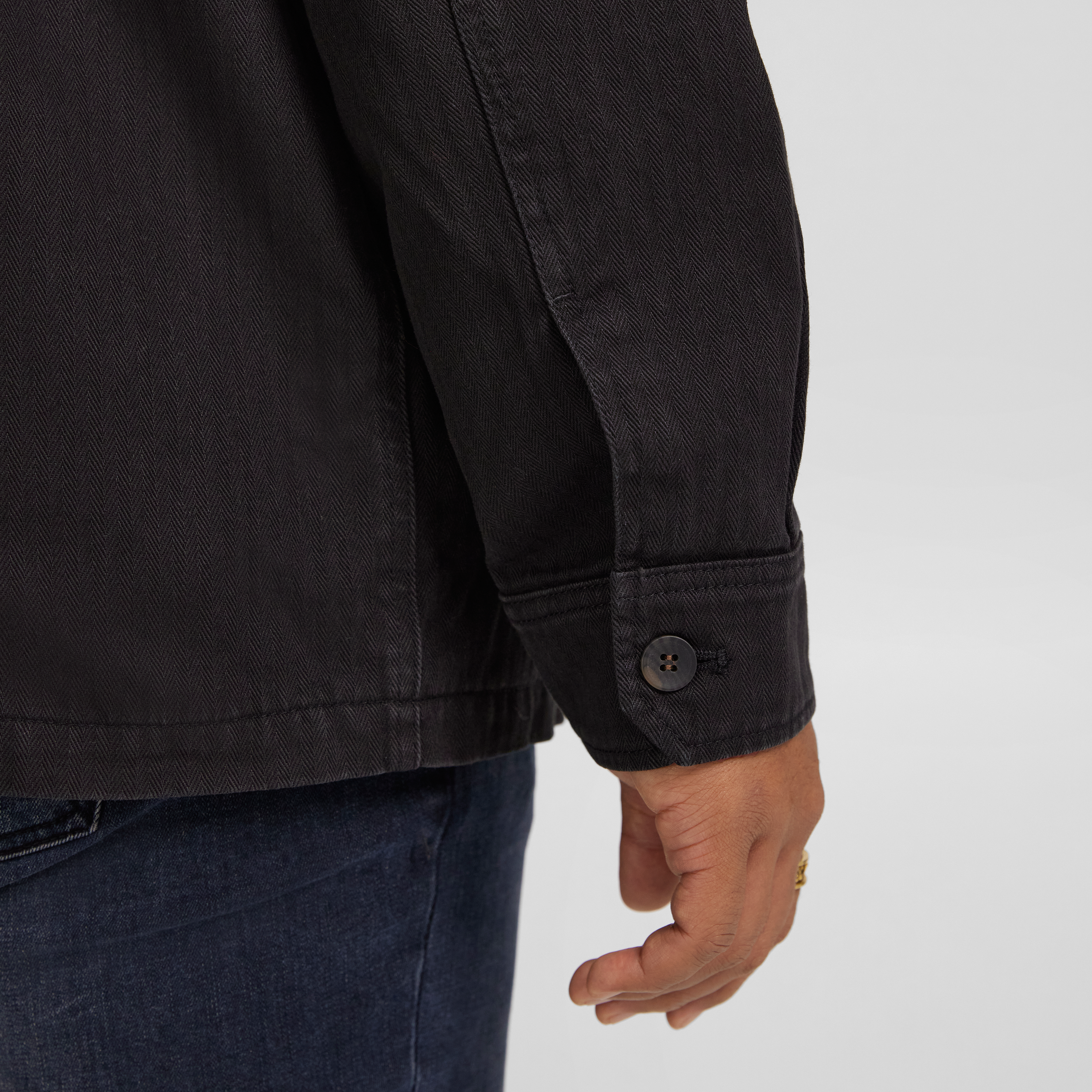 Black Owen Herringbone Shacket