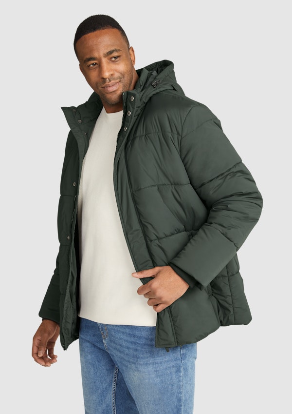 Dark green puffer jacket mens hot sale
