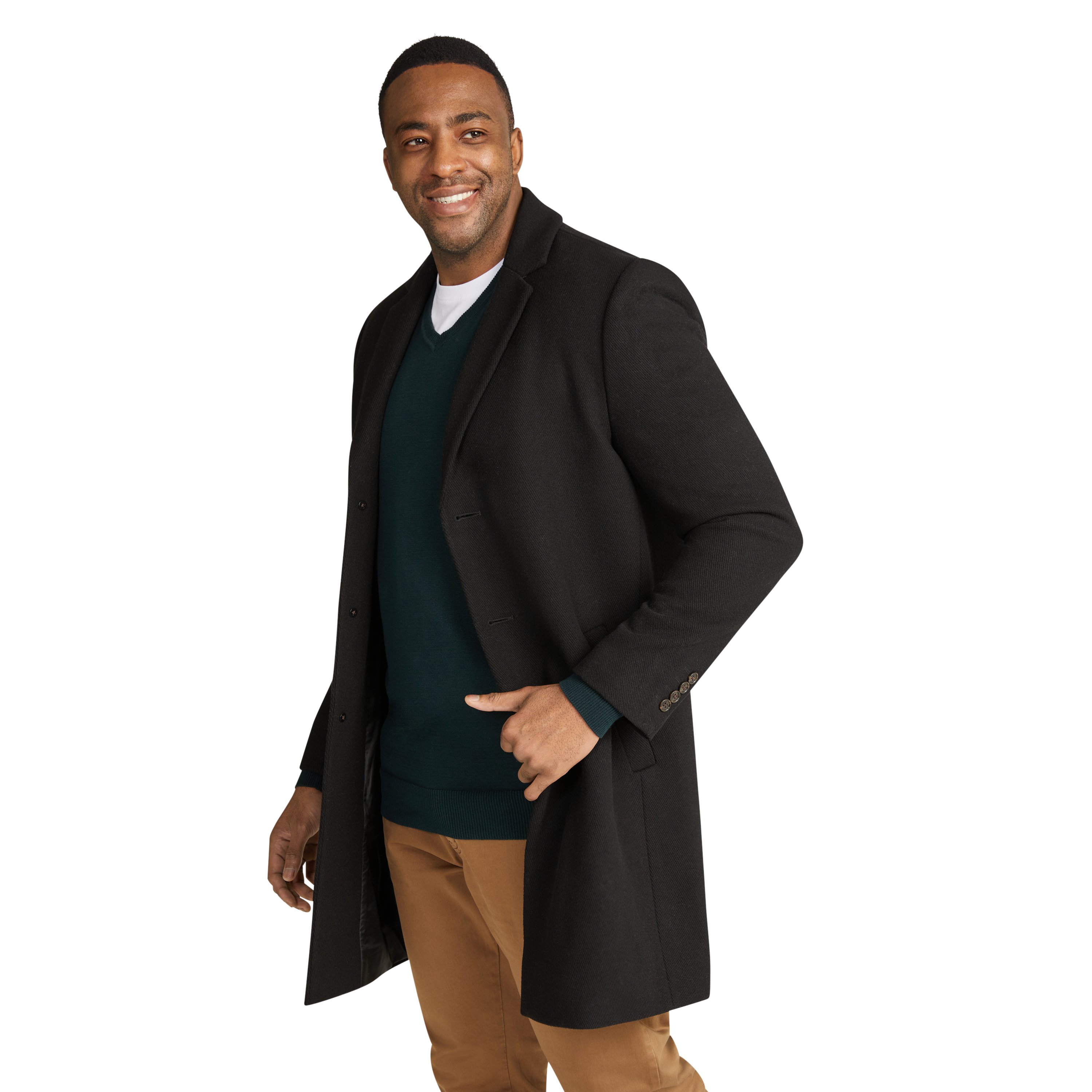 Black Xavier Wool Blend Overcoat