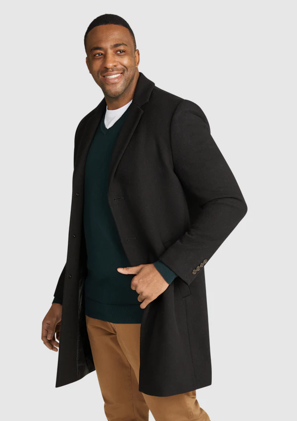 Black Xavier Wool Blend Overcoat