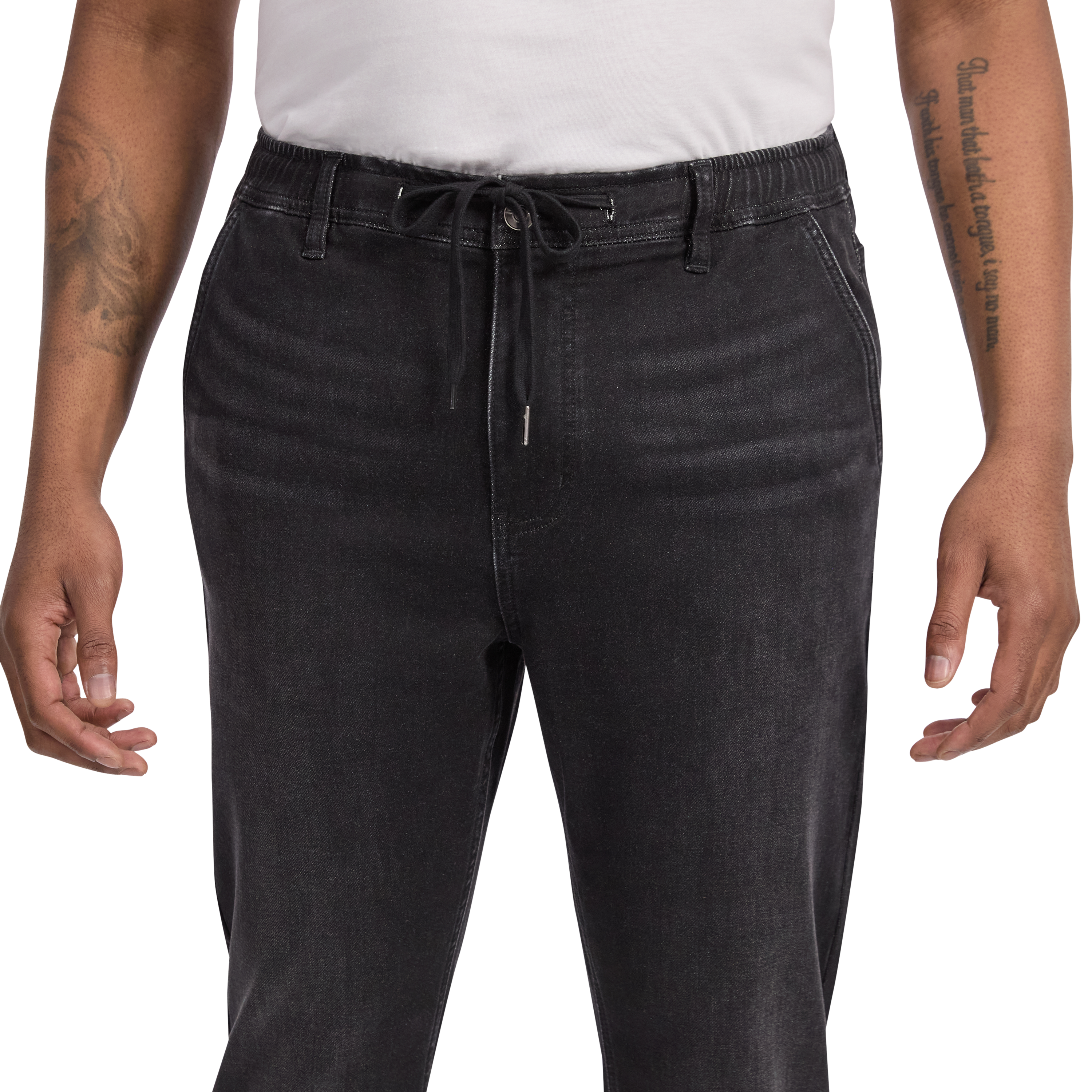 Black Carl Tapered Knit Denim