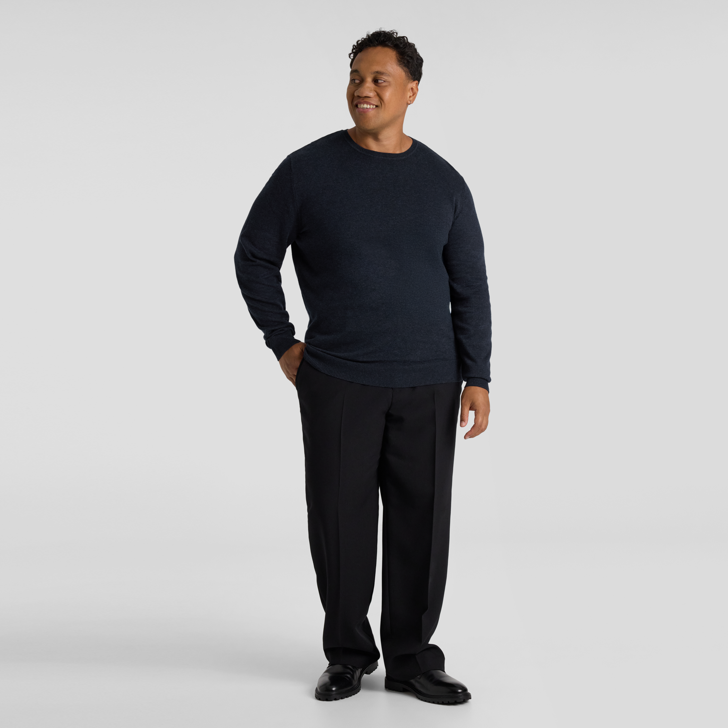 Navy Marle Essential Crew Neck Sweater