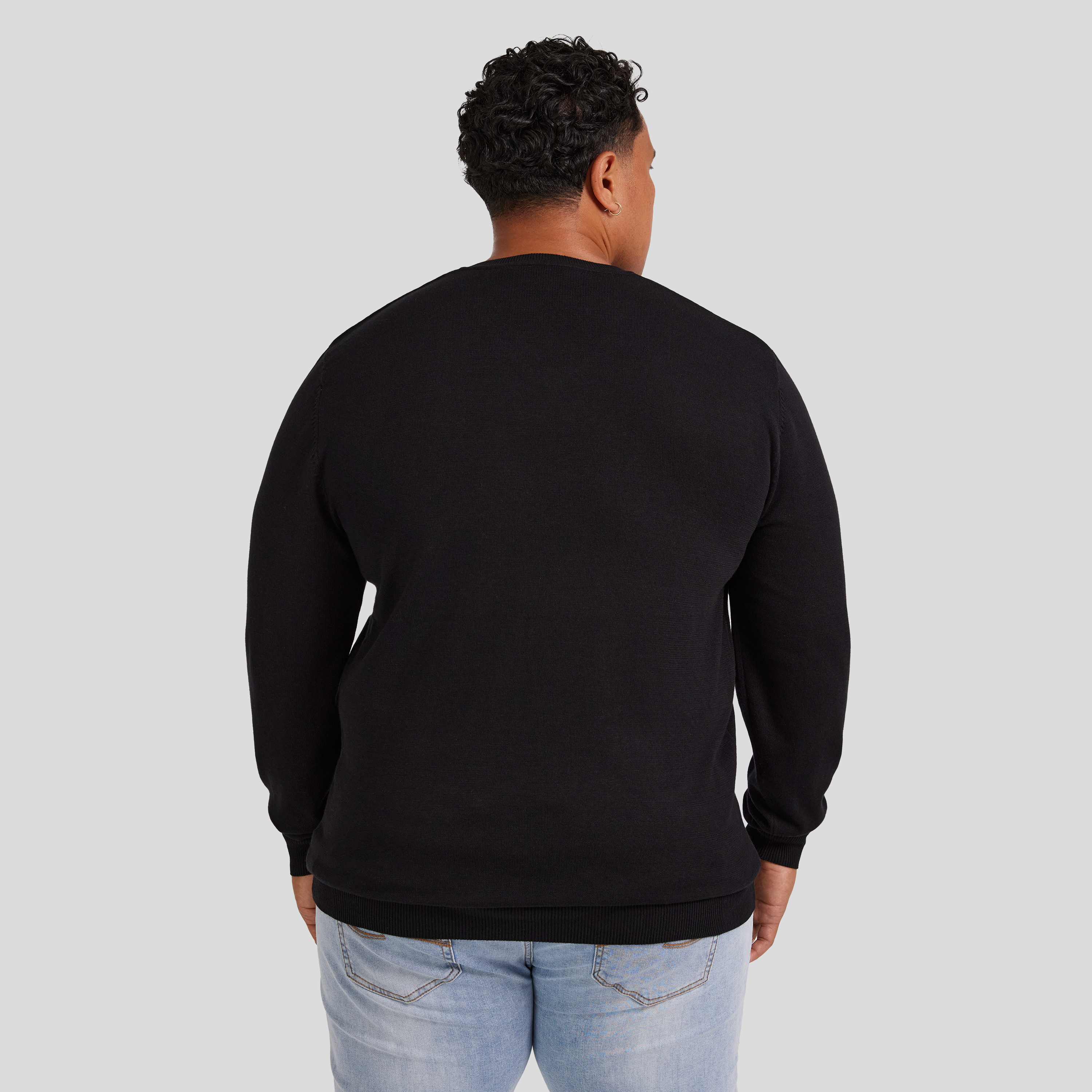 Black Essential V Neck Sweater