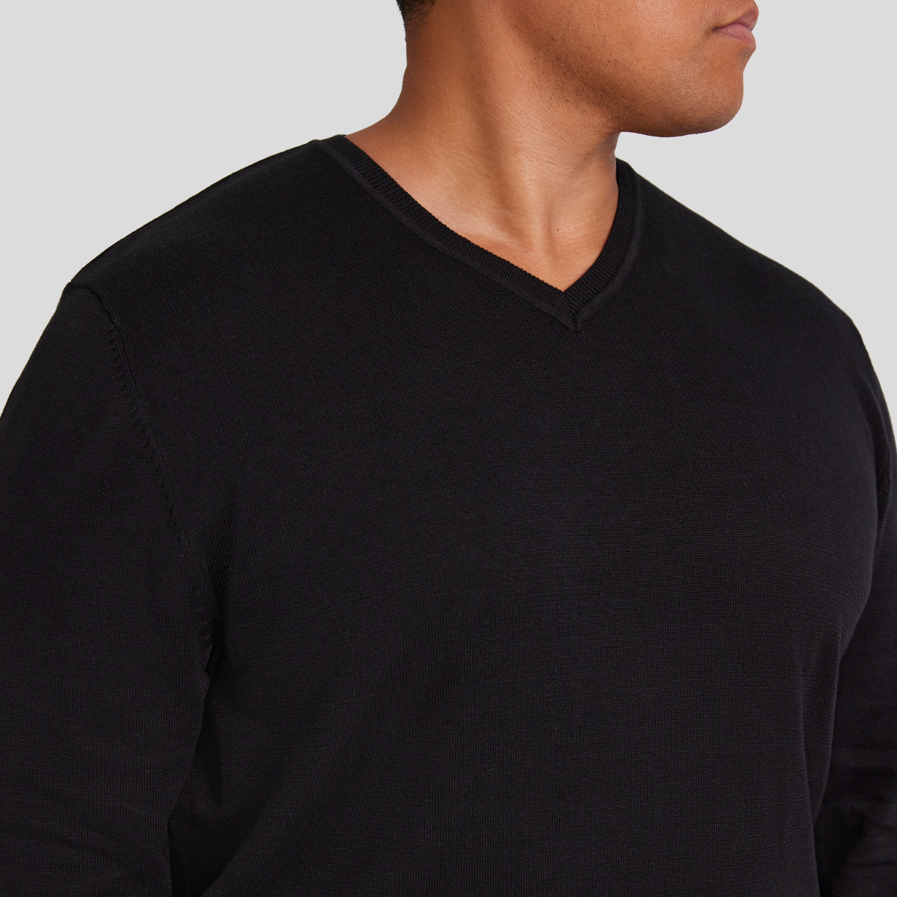 Black Essential V Neck Sweater