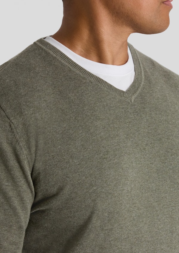 Green Marle Essential V Neck Sweater