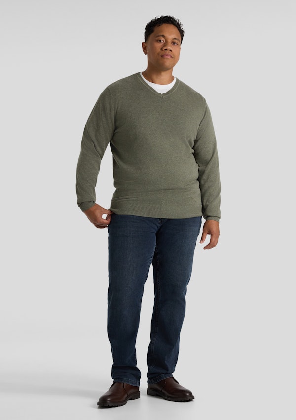 Green Marle Essential V Neck Sweater