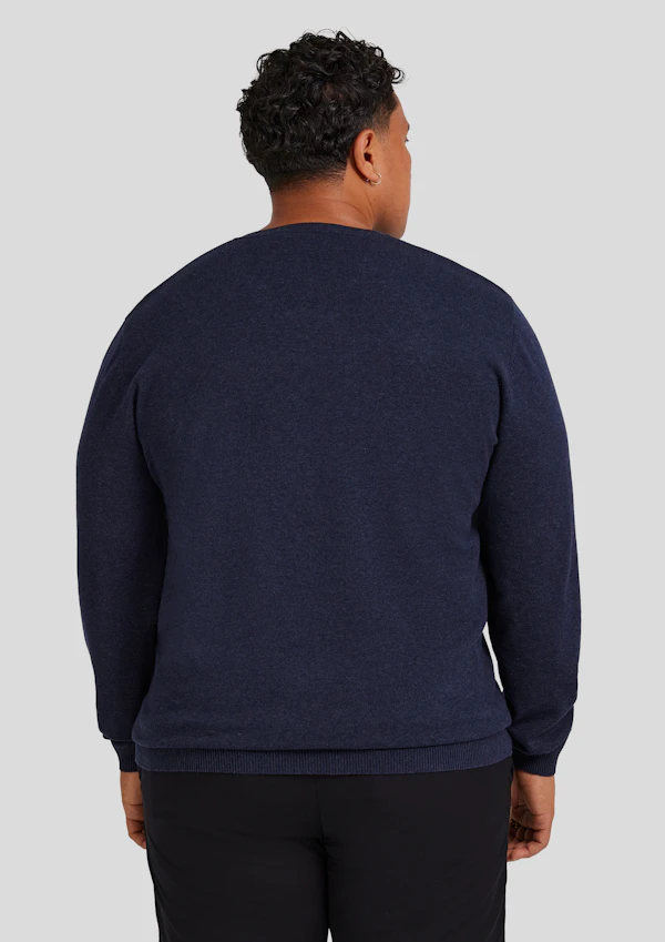 Navy Marle Essential V Neck Sweater