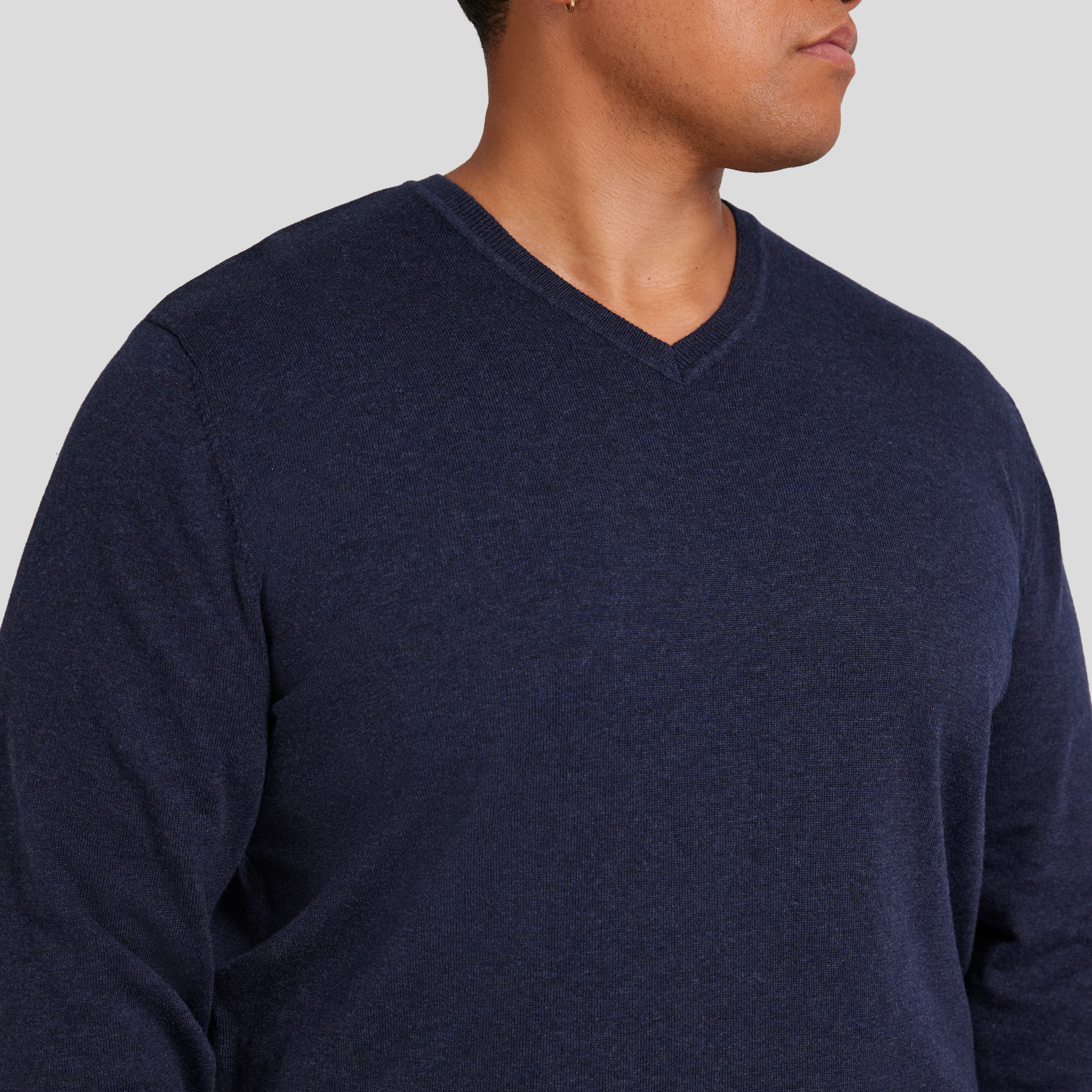 Navy Marle Essential V Neck Sweater