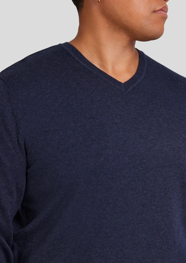Navy Marle Essential V Neck Sweater