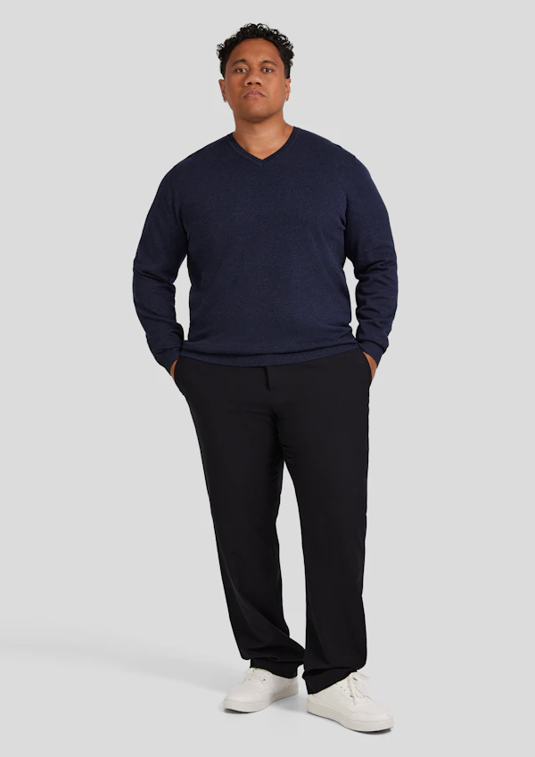 Navy Marle Essential V Neck Sweater