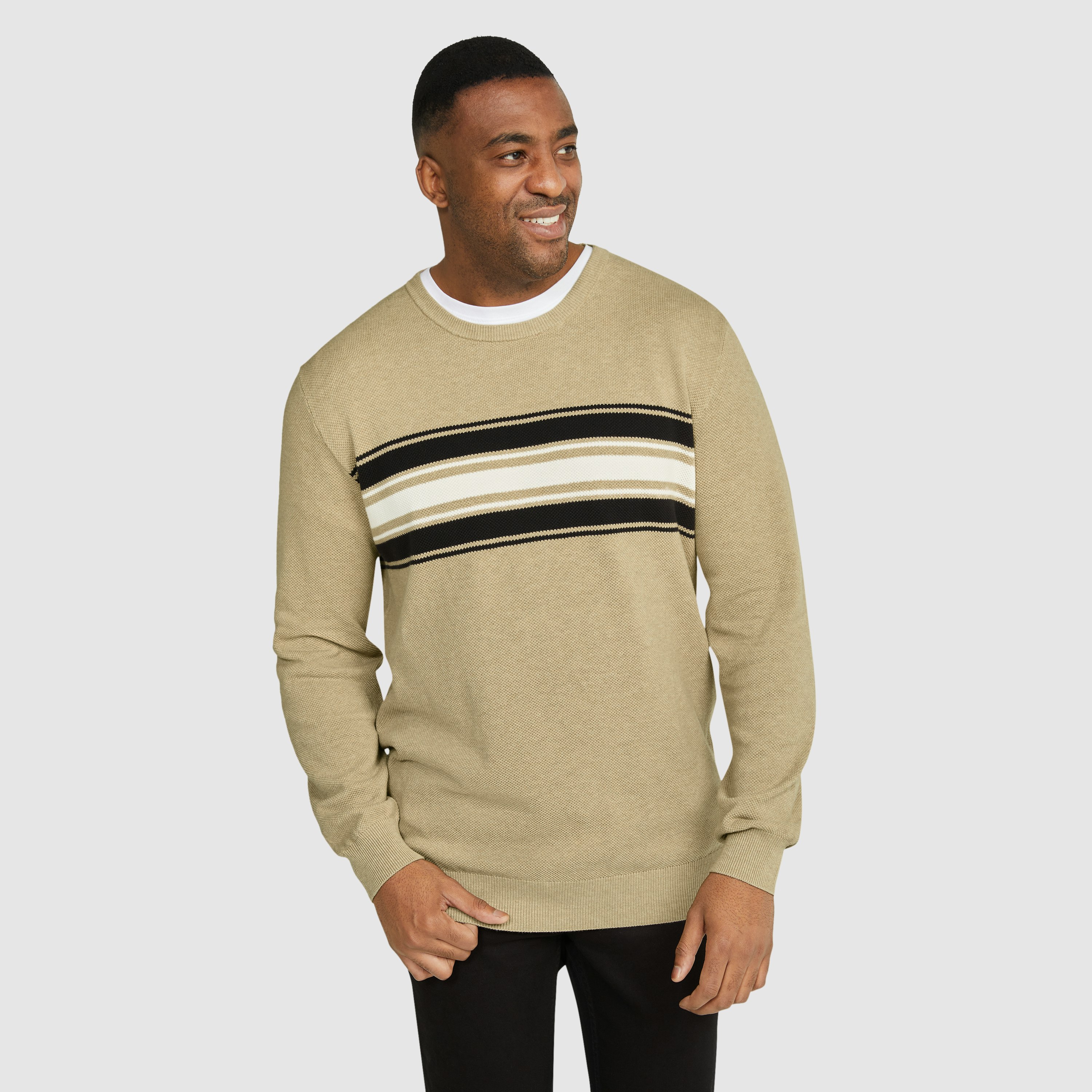 Latte Waffle Stripe Sweater | Men's Tops | Johnny Bigg AU