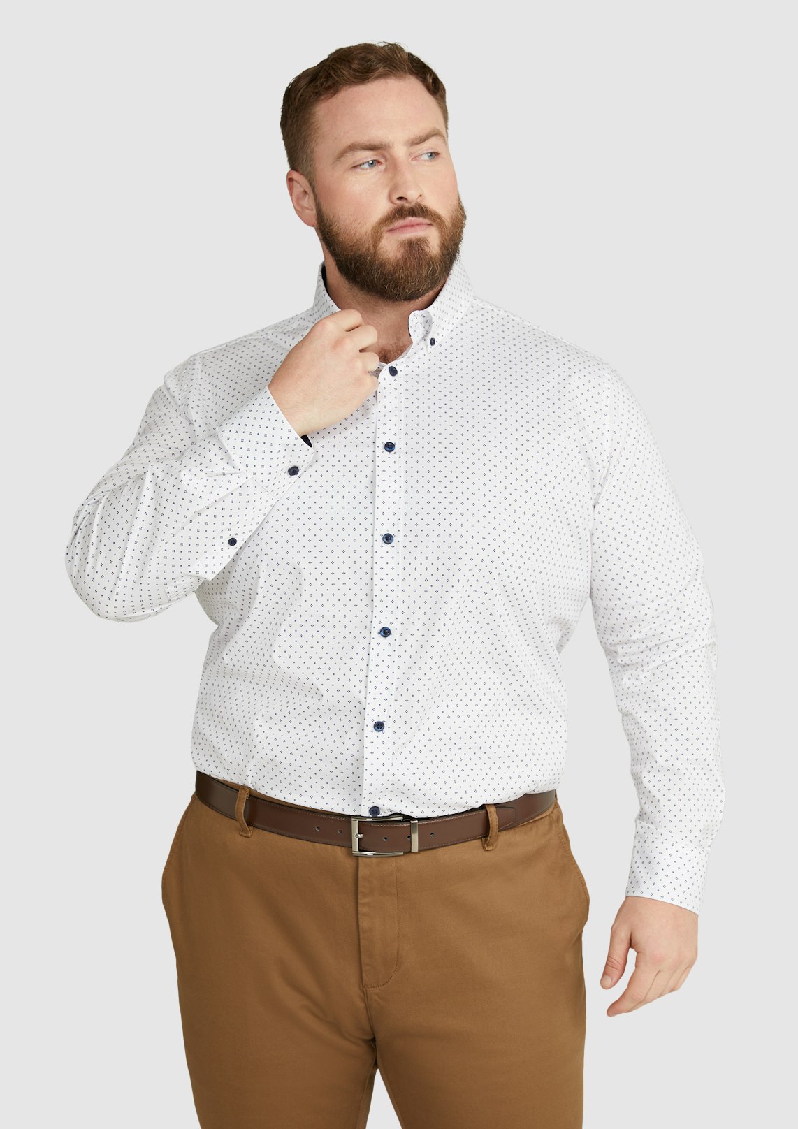 White Hudson Stretch Print Shirt, Men's Tops