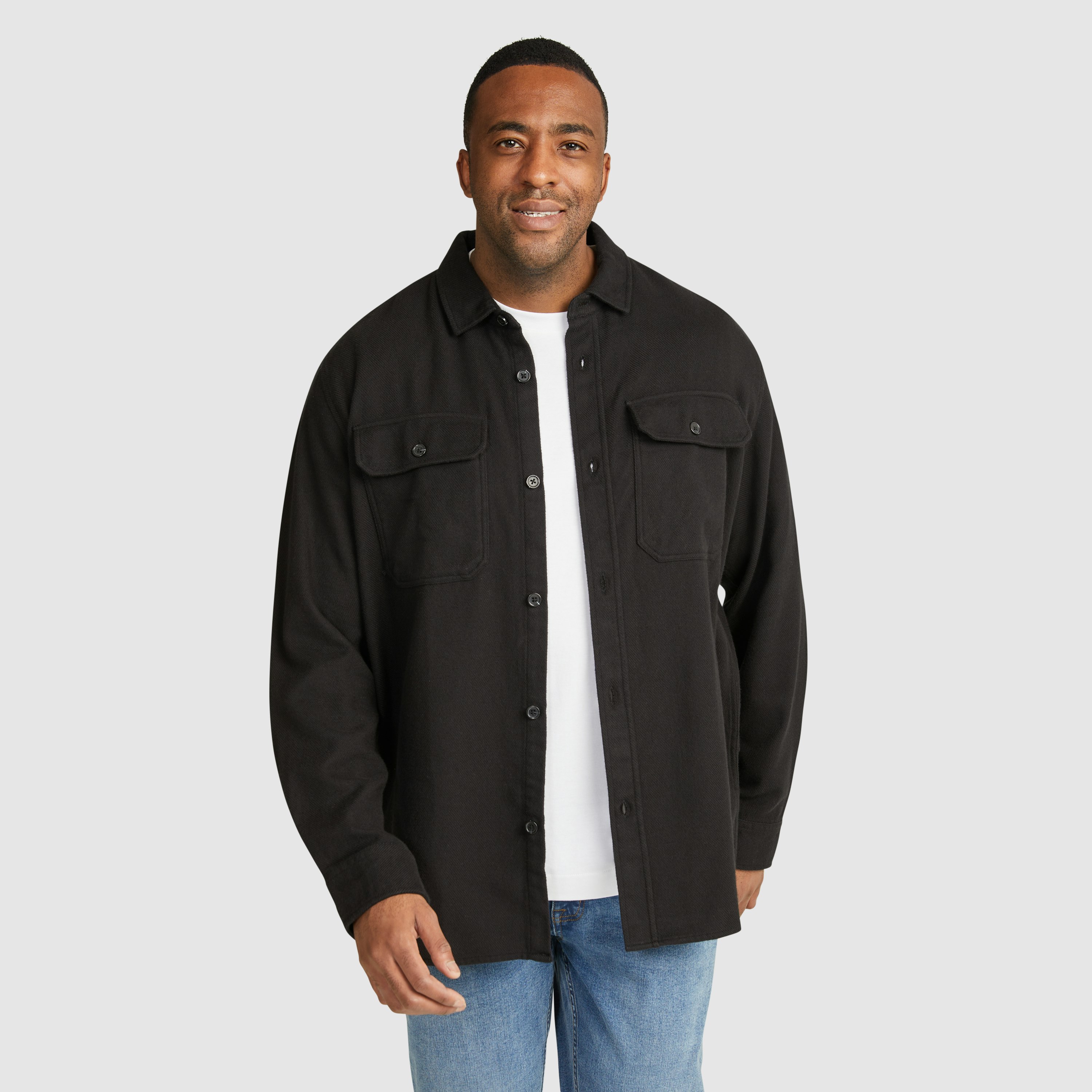 Black Braydon Brushed Overshirt | Men's Tops | Johnny Bigg NZ