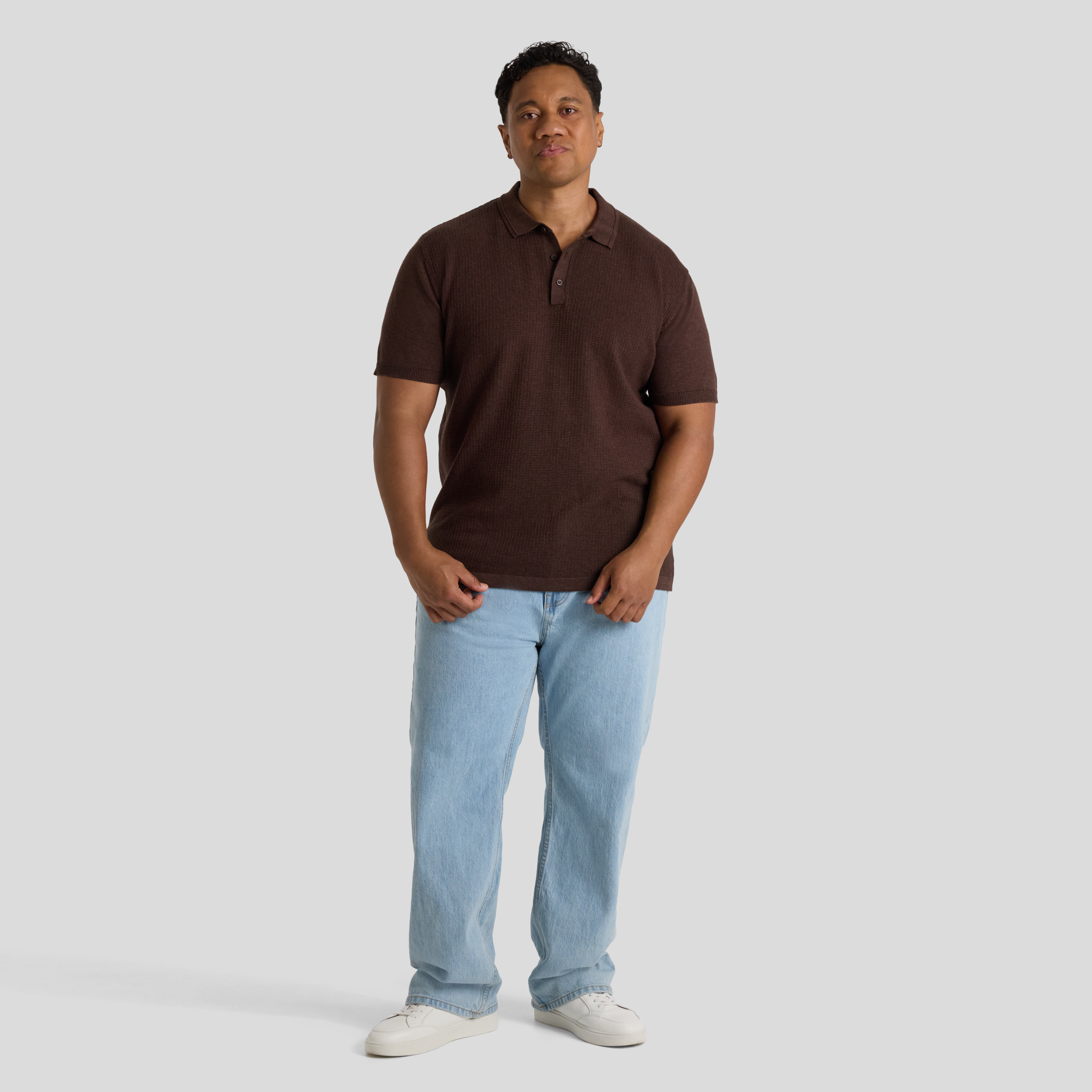 Chocolate Myles Knitted Polo