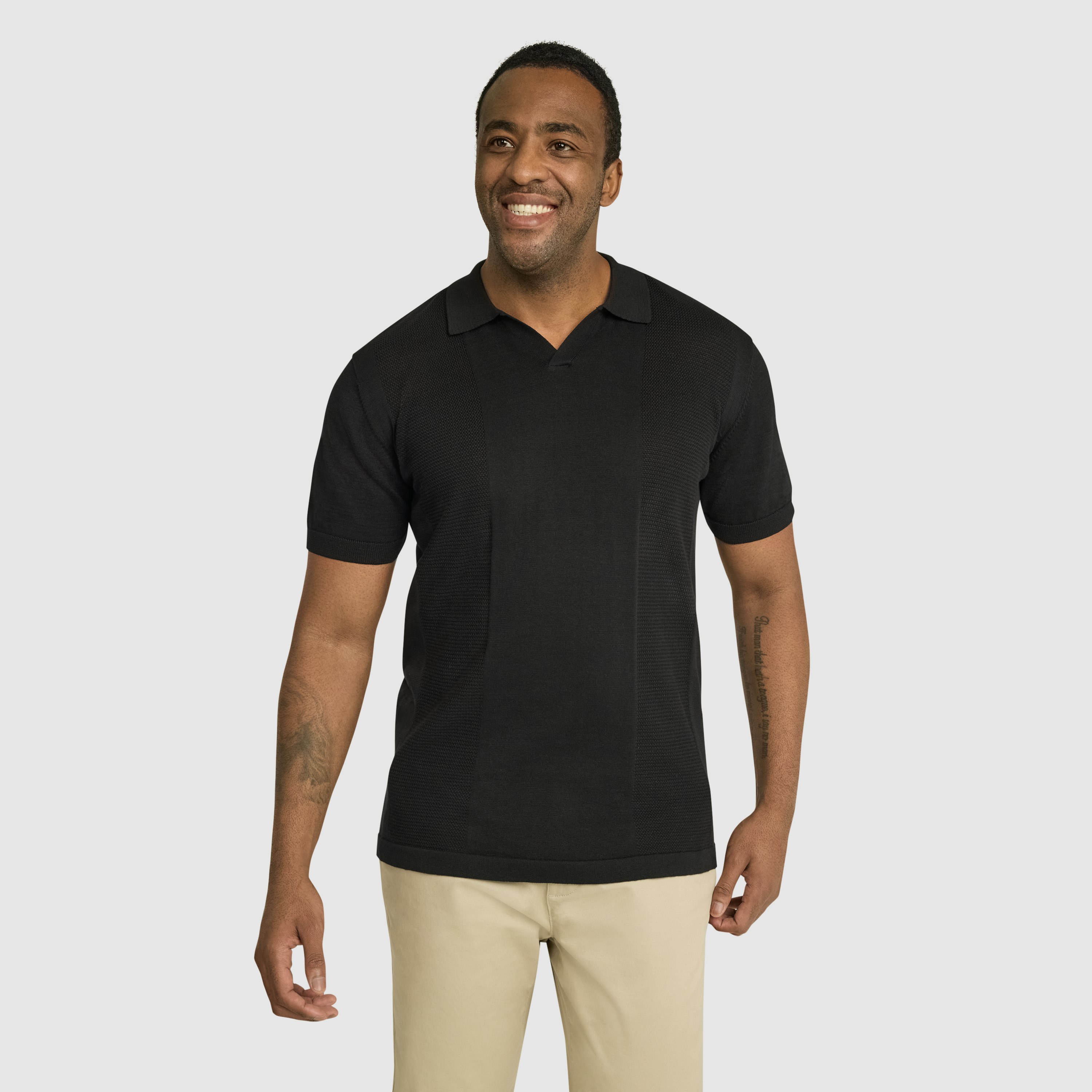 Black Lloyd Knitted Polo | Men's Tops | Johnny Bigg AU