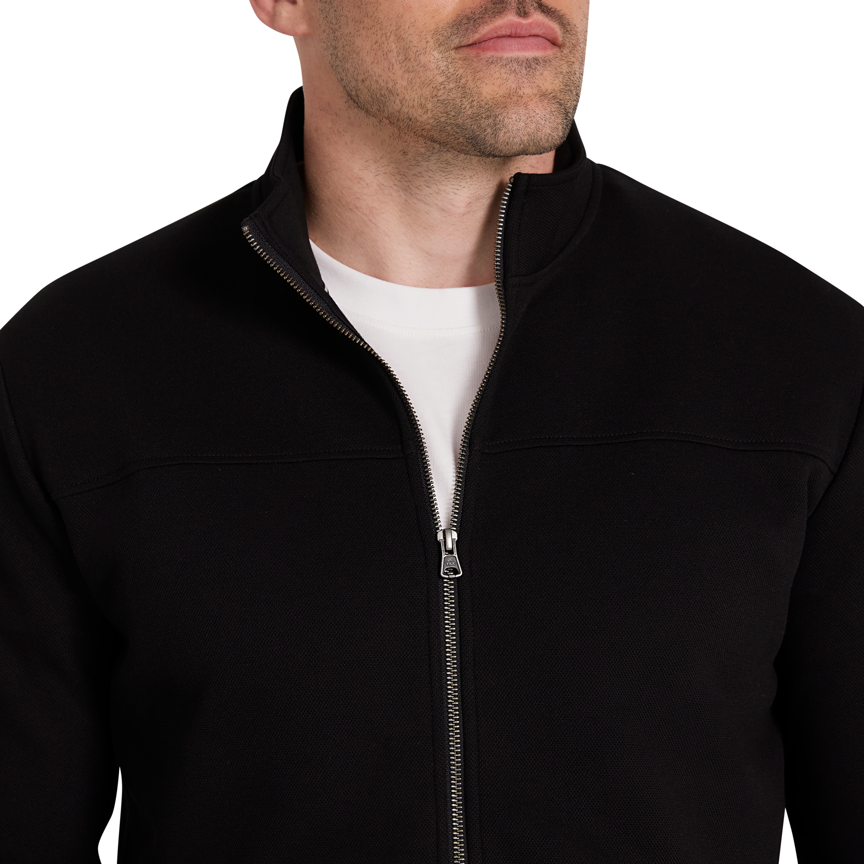 Black Simeon Textured Zip Thru