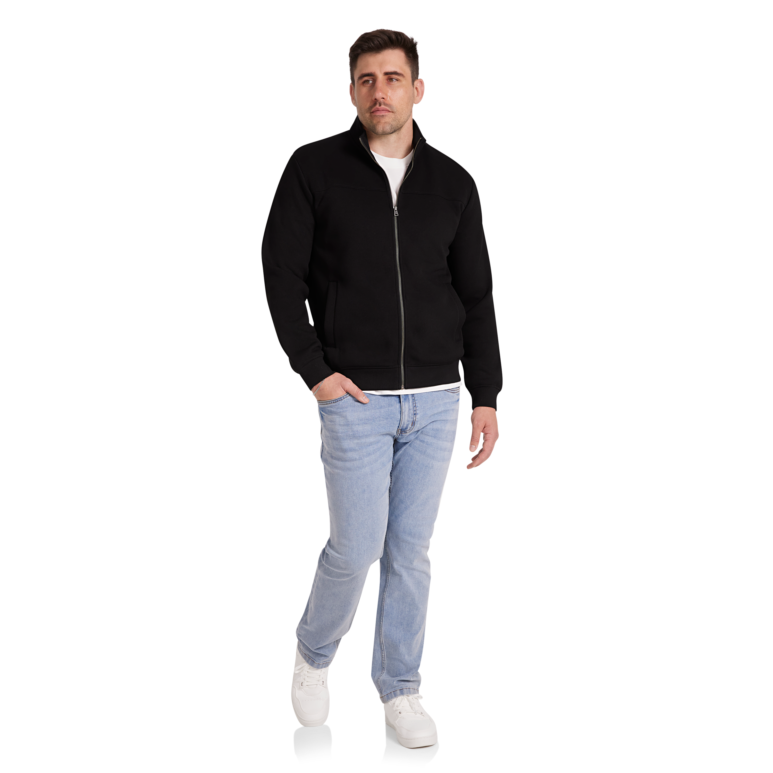 Black Simeon Textured Zip Thru