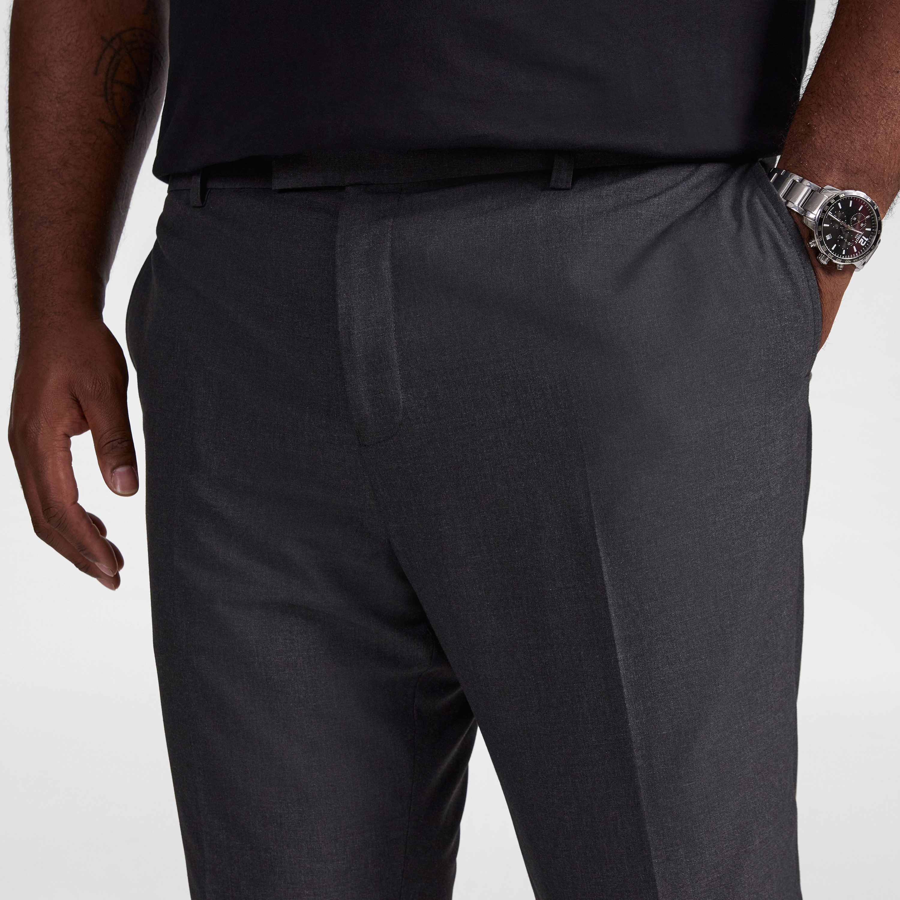 Charcoal Raymond Slim Elastic Pant