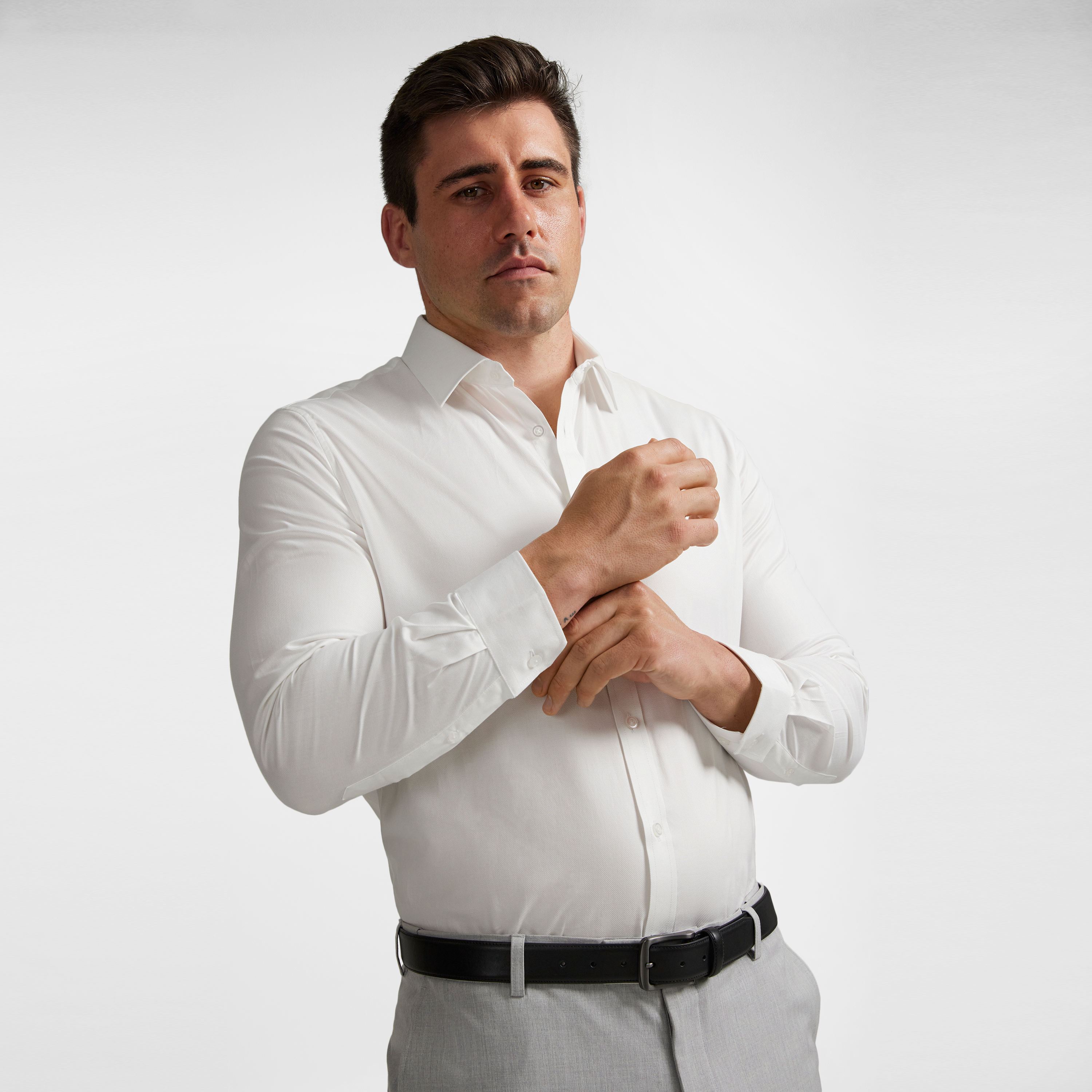 White Coolmax Stretch Dress Shirt