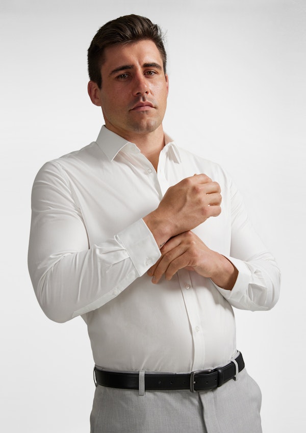 White Coolmax Stretch Dress Shirt