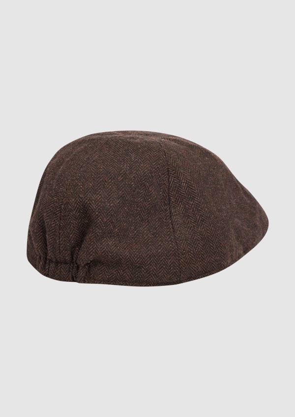 Chocolate Herringbone Flat Cap