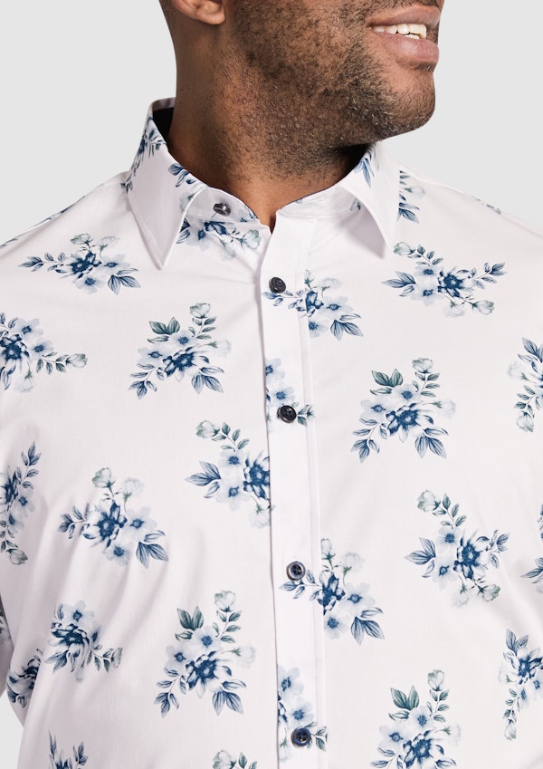 Navy Verdon Floral Stretch Shirt