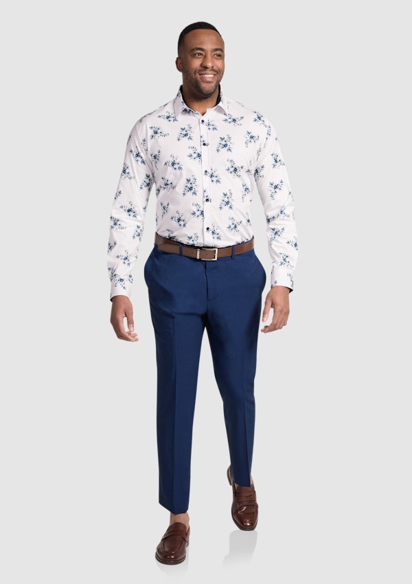Navy Verdon Floral Stretch Shirt