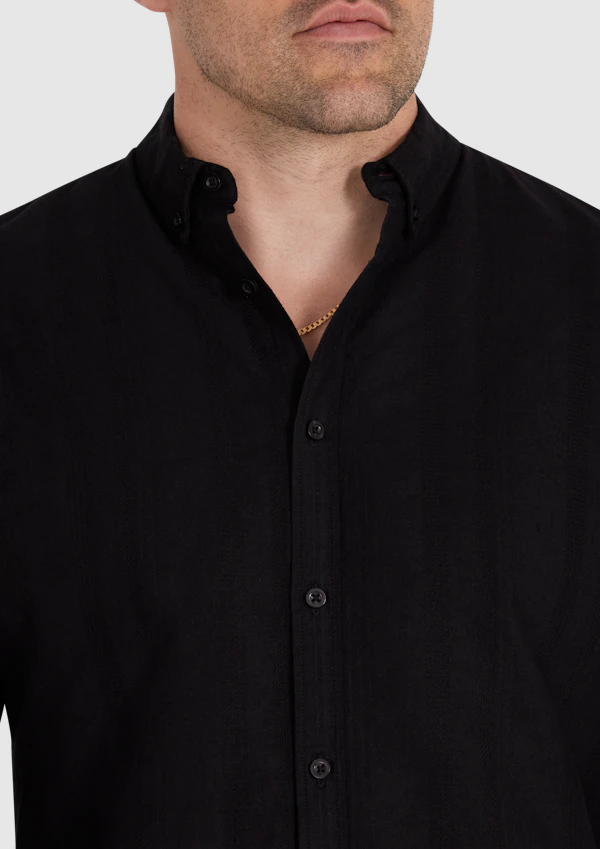 Black Bane Textured Linen Shirt