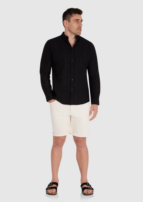 Black Bane Textured Linen Shirt