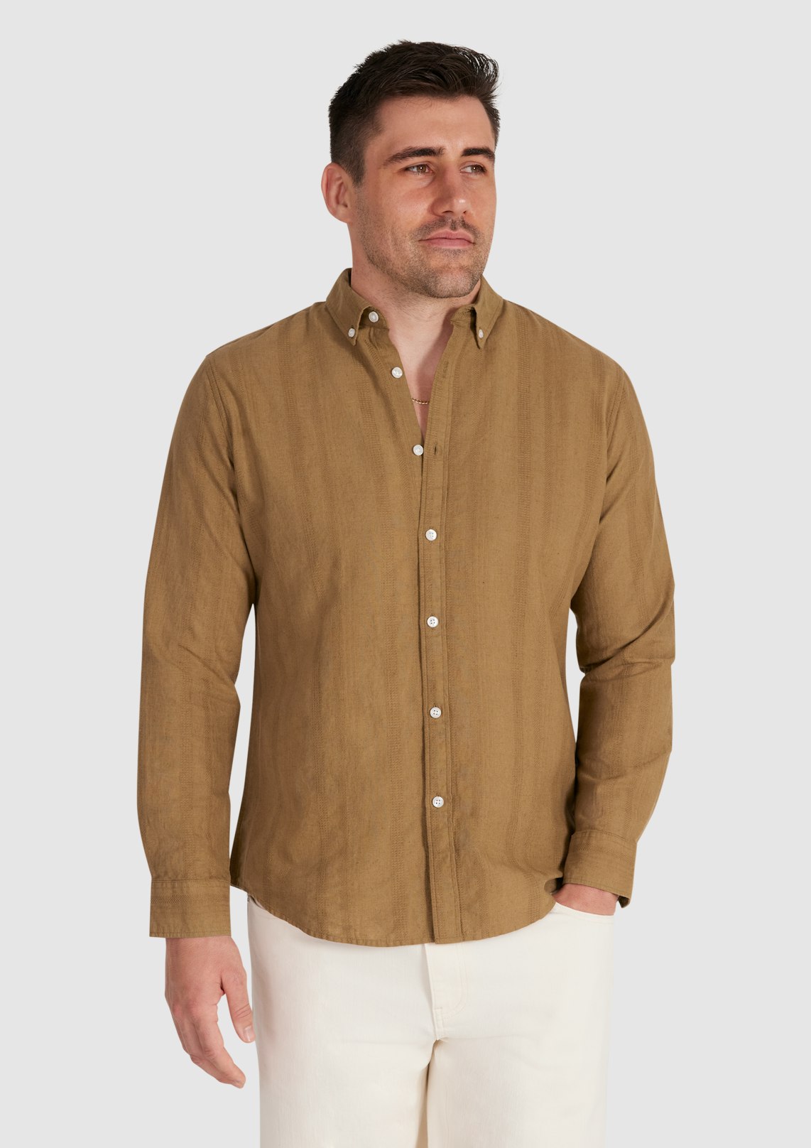 Camel Bane Textured Linen Shirt