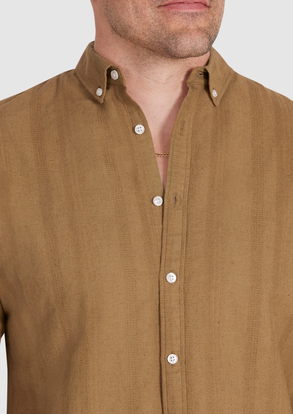 Camel Bane Textured Linen Shirt