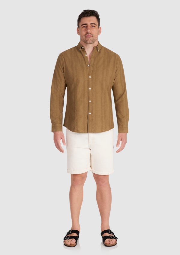 Camel Bane Textured Linen Shirt
