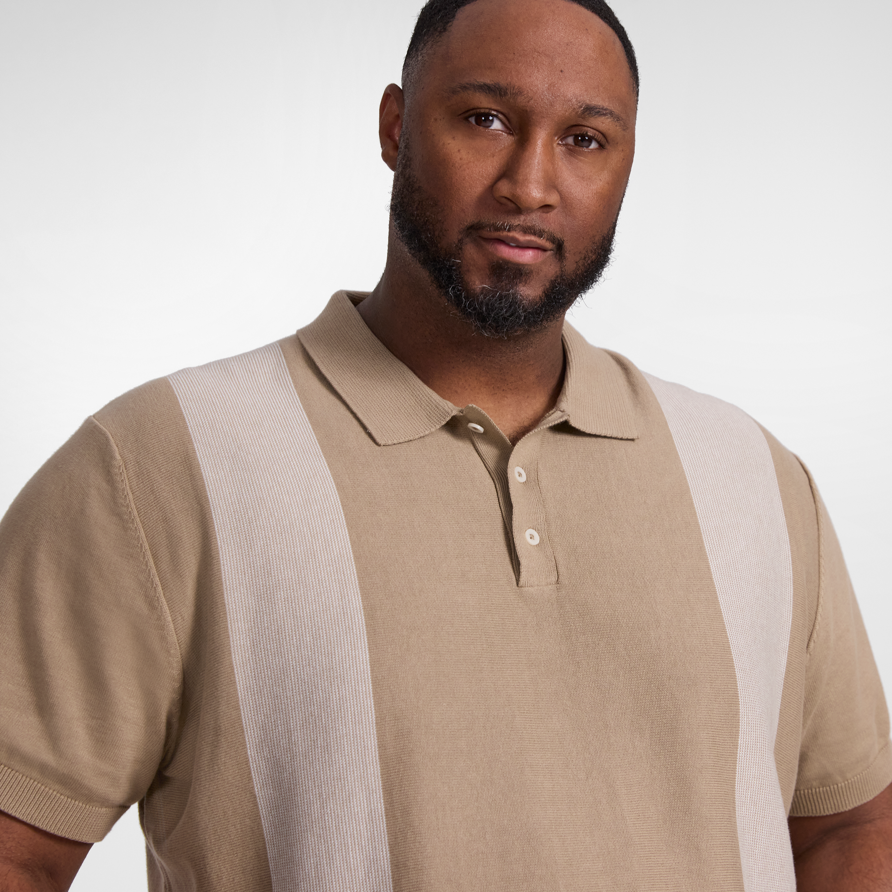 Taupe Jeremy Stripe Knit Polo