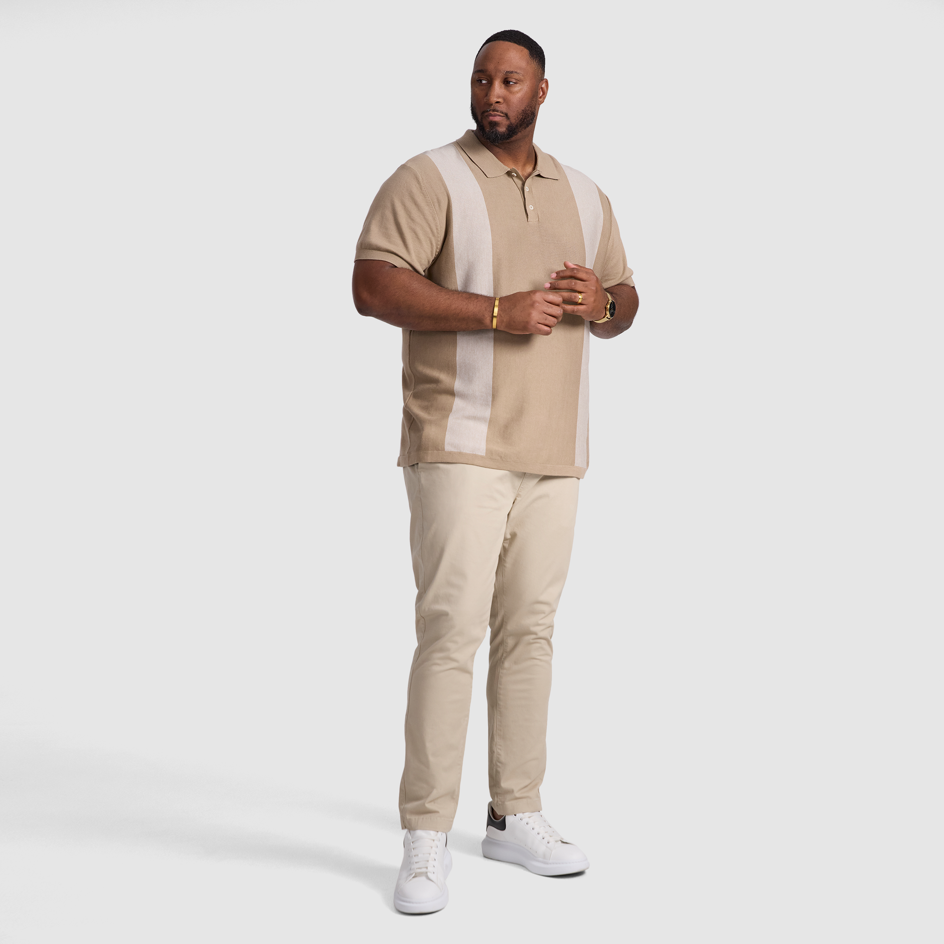 Taupe Jeremy Stripe Knit Polo