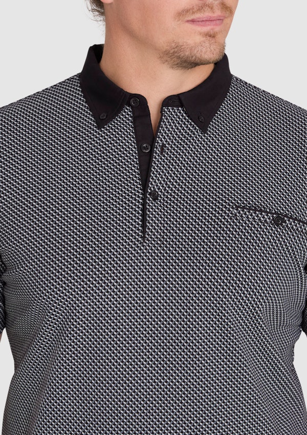 Black Leo Print Polo