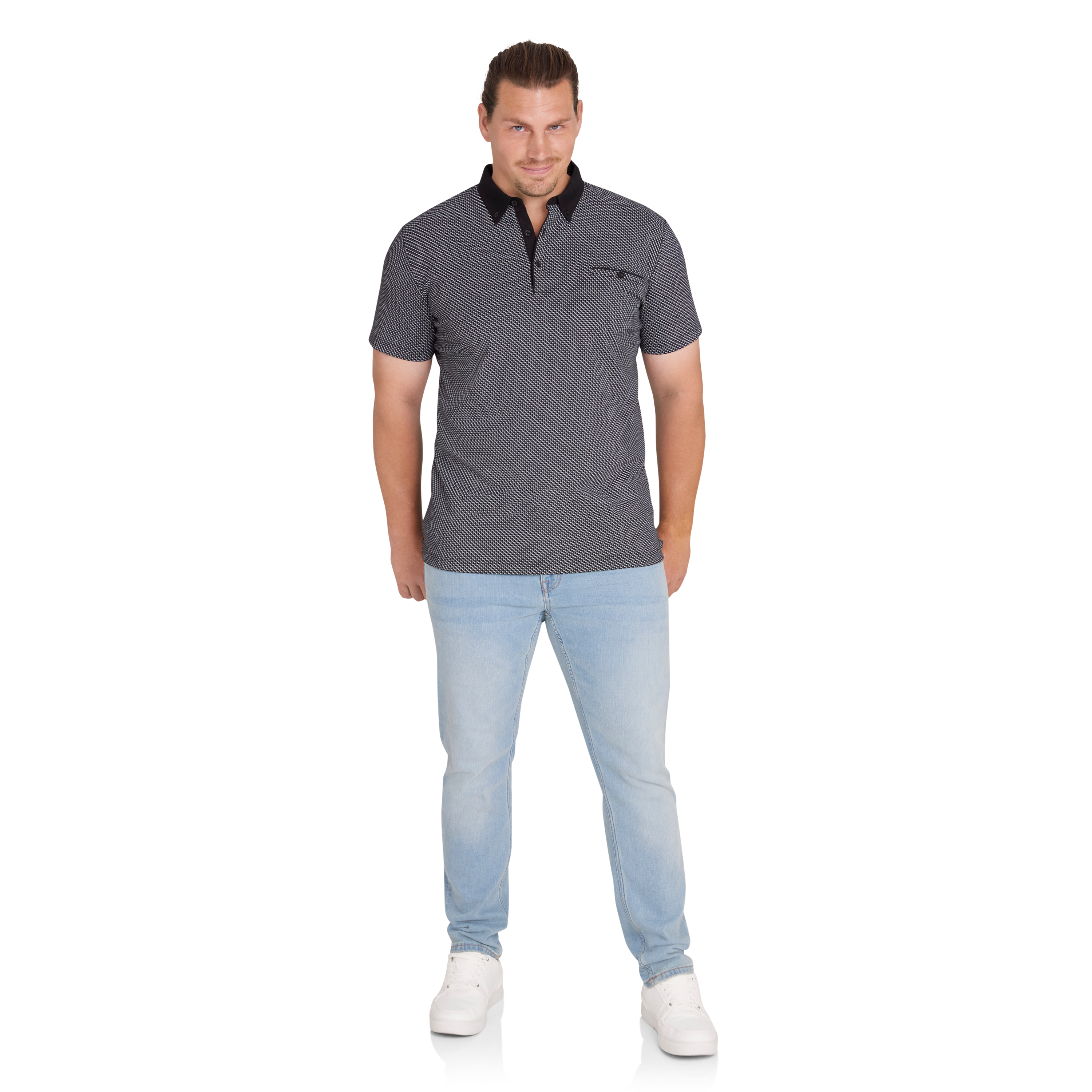 Black Leo Print Polo