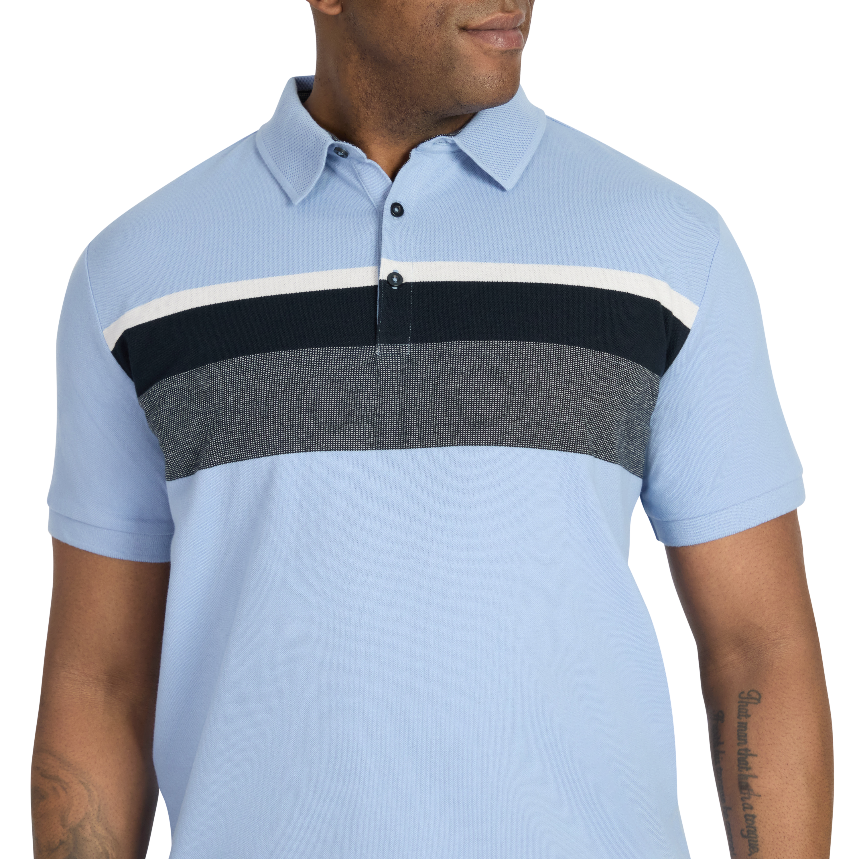 Powder Blue Nile Engineered Stripe Polo
