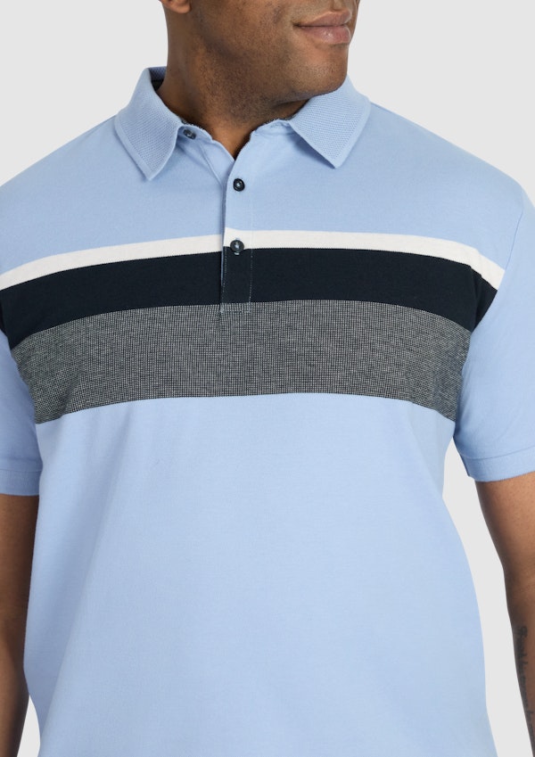 Powder Blue Nile Engineered Stripe Polo