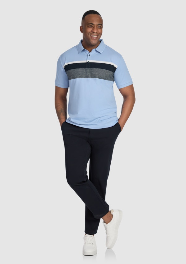 Powder Blue Nile Engineered Stripe Polo