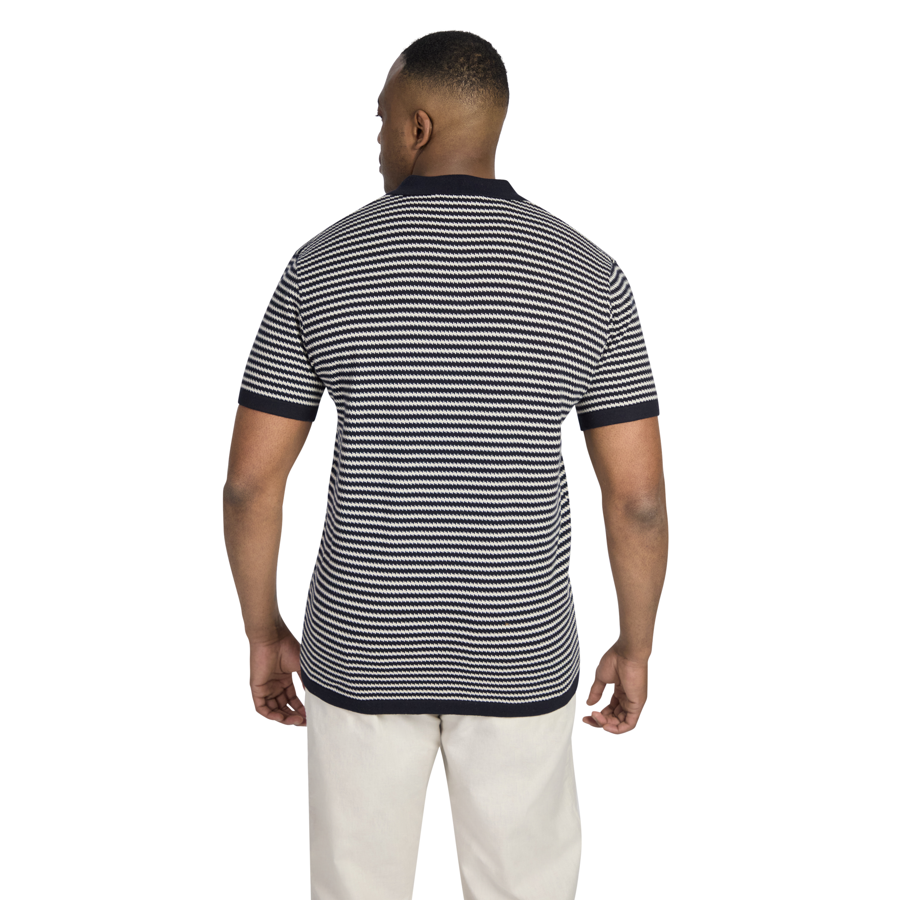 Navy Healey Stripe Knit Polo