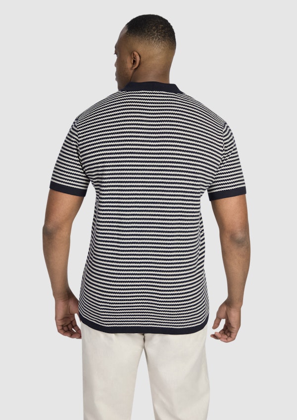 Navy Healey Stripe Knit Polo