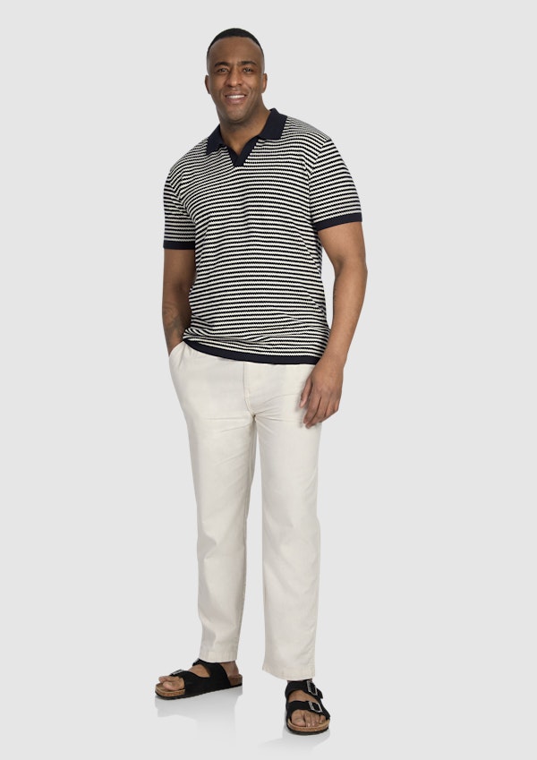 Navy Healey Stripe Knit Polo