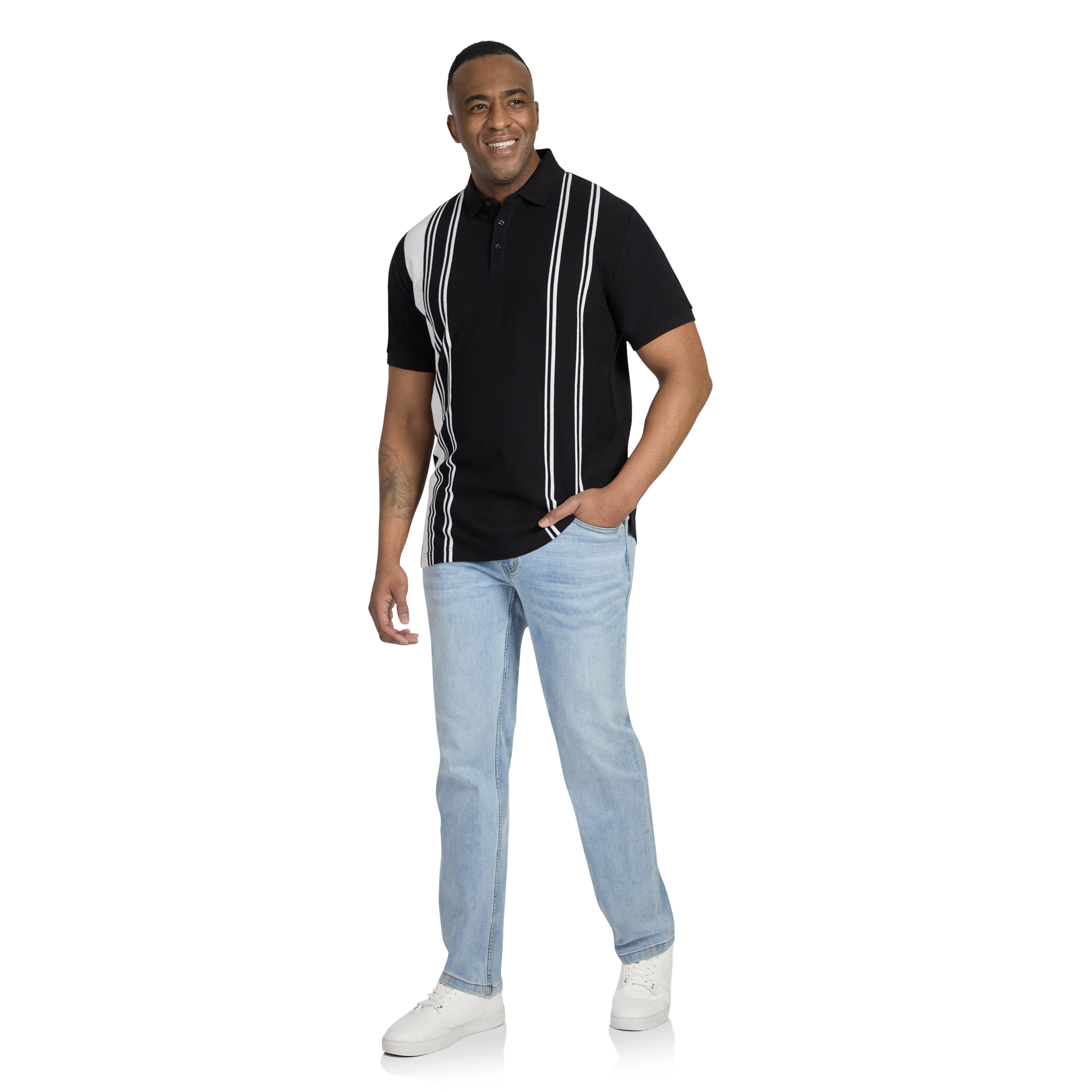 Black Jenkins Verical Stripe Polo