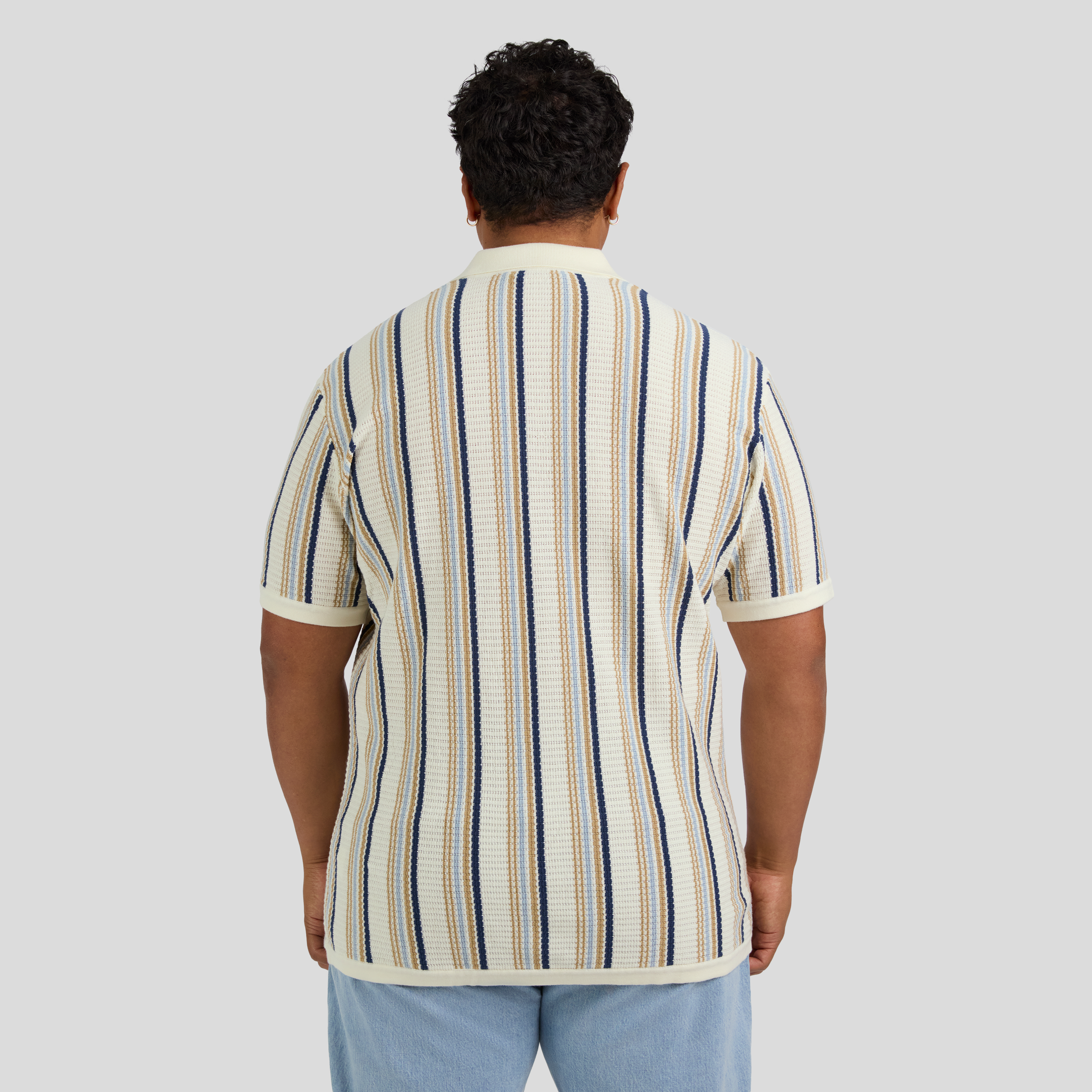 Blue Brighton Stripe Knit Polo