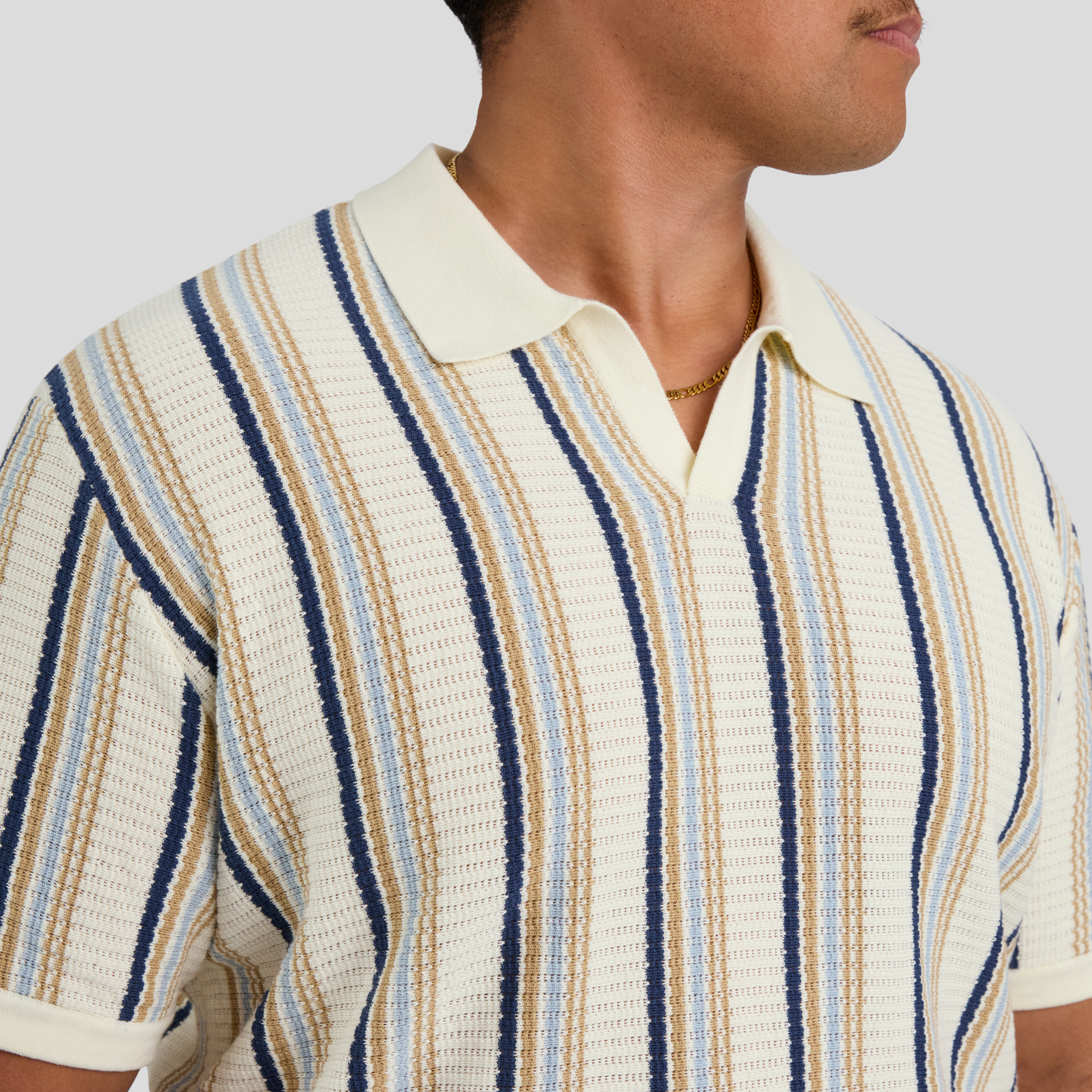 Blue Brighton Stripe Knit Polo