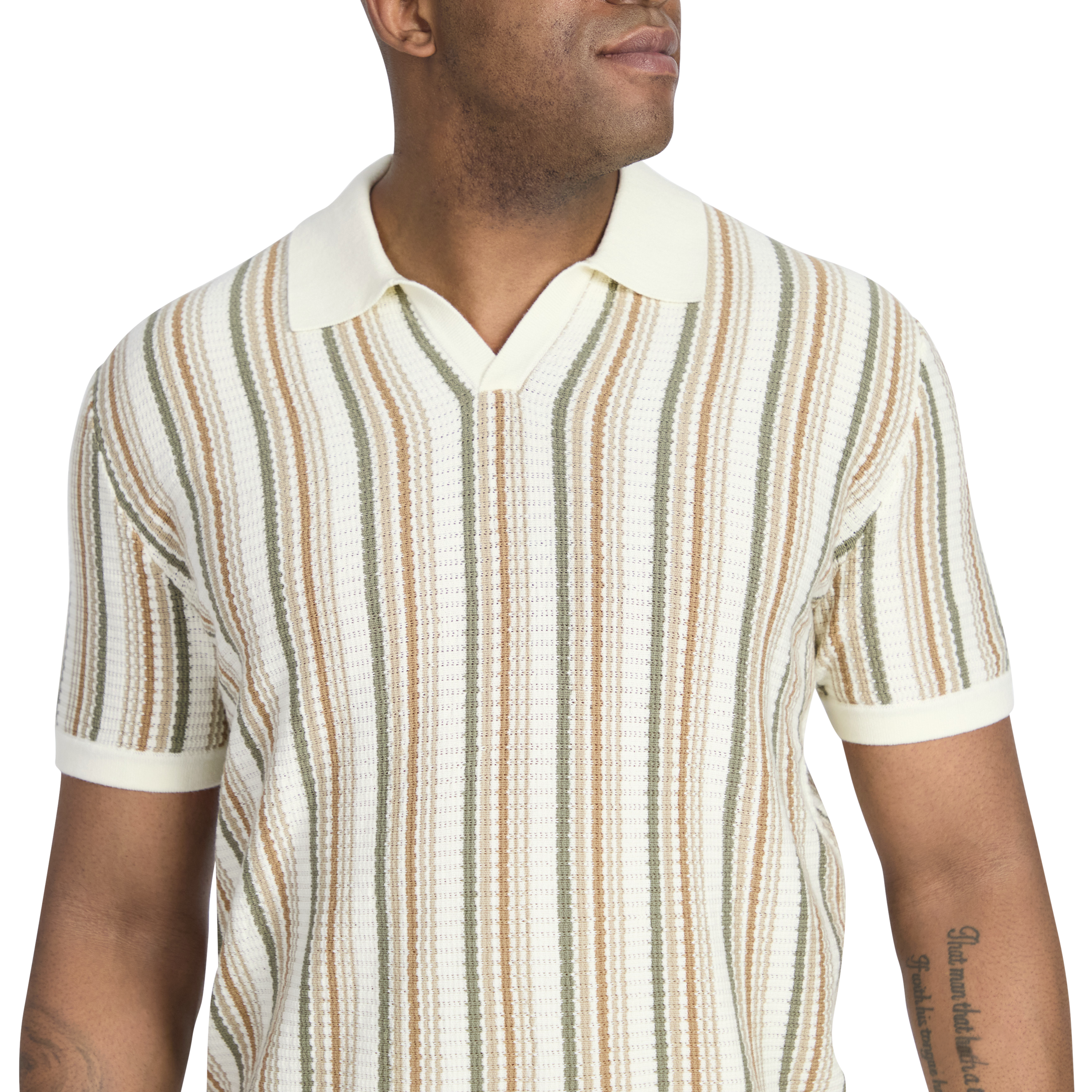 Natural Brighton Stripe Knit Polo