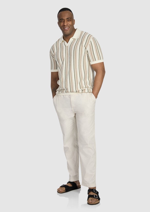 Natural Brighton Stripe Knit Polo