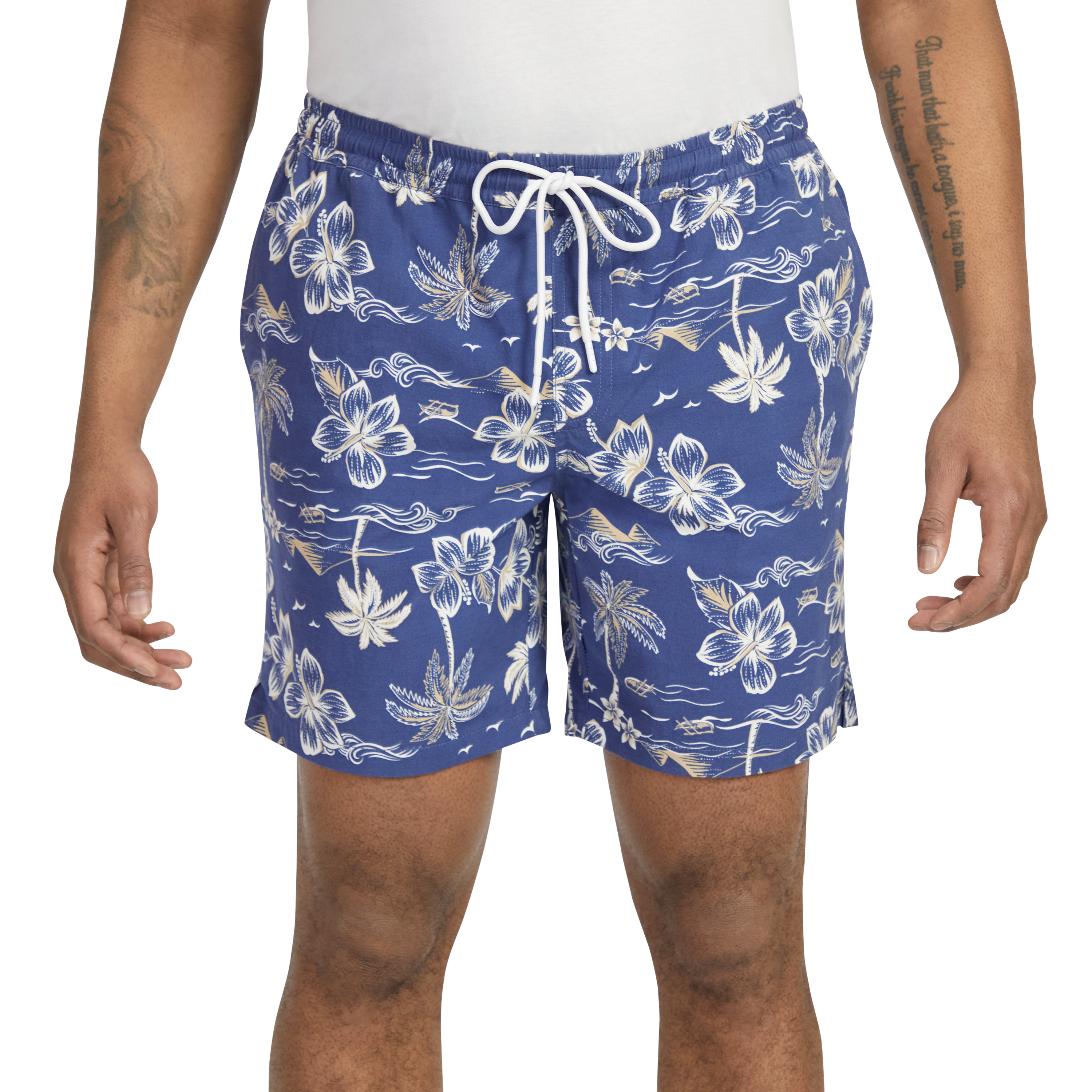 Blue Keanu Print Swim Short