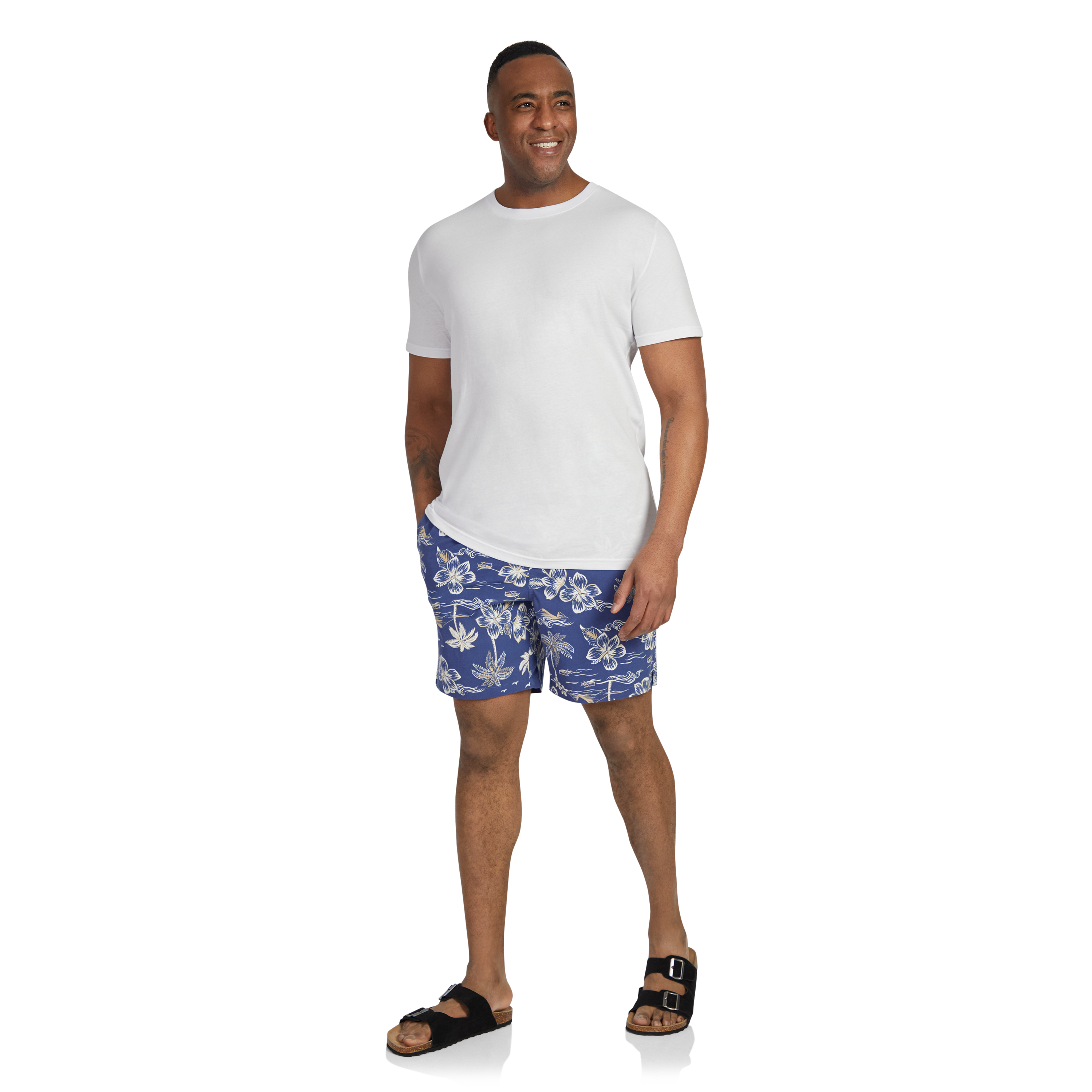 Blue Keanu Print Swim Short