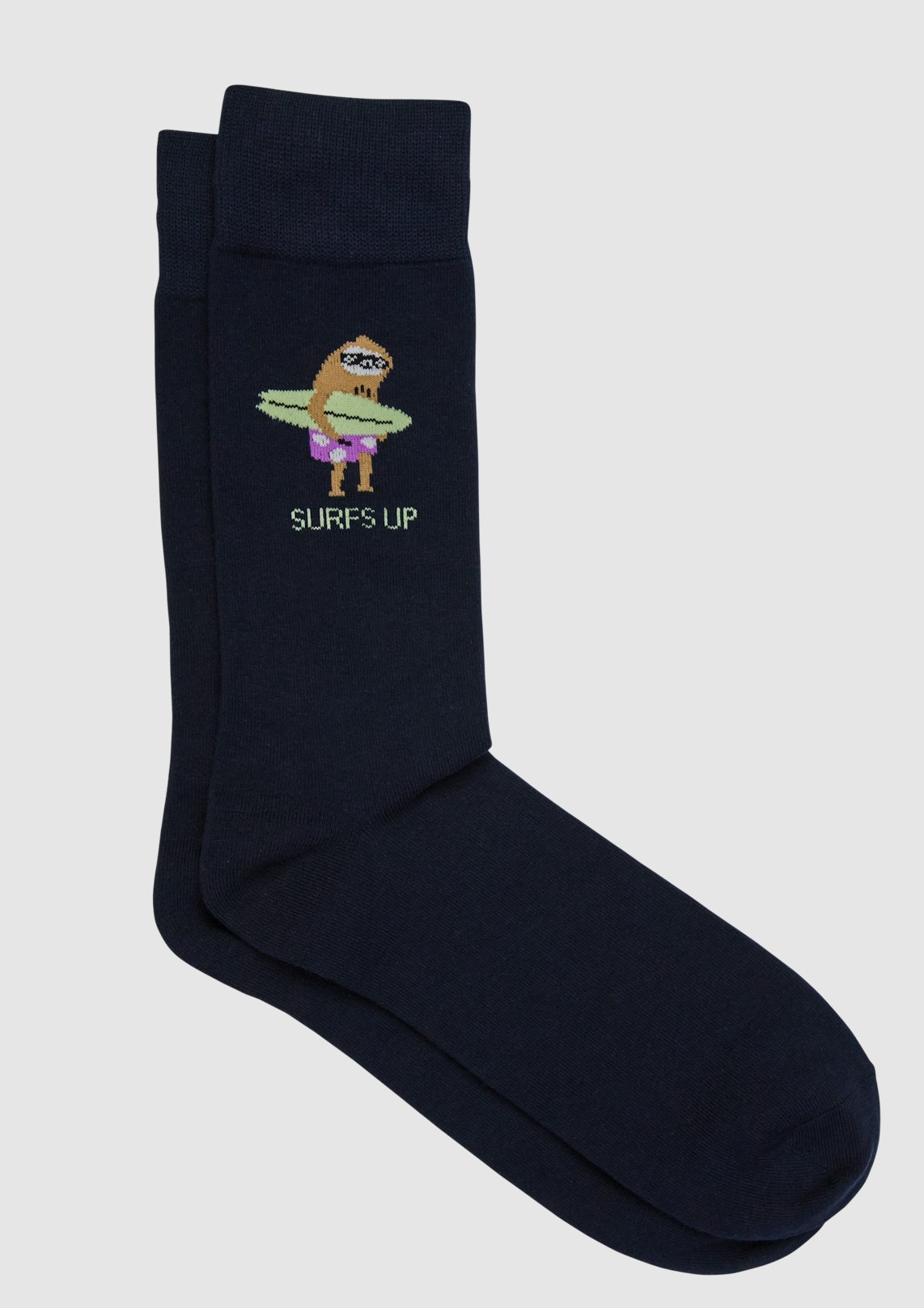 Navy Surfing Sloth Fancy Sock
